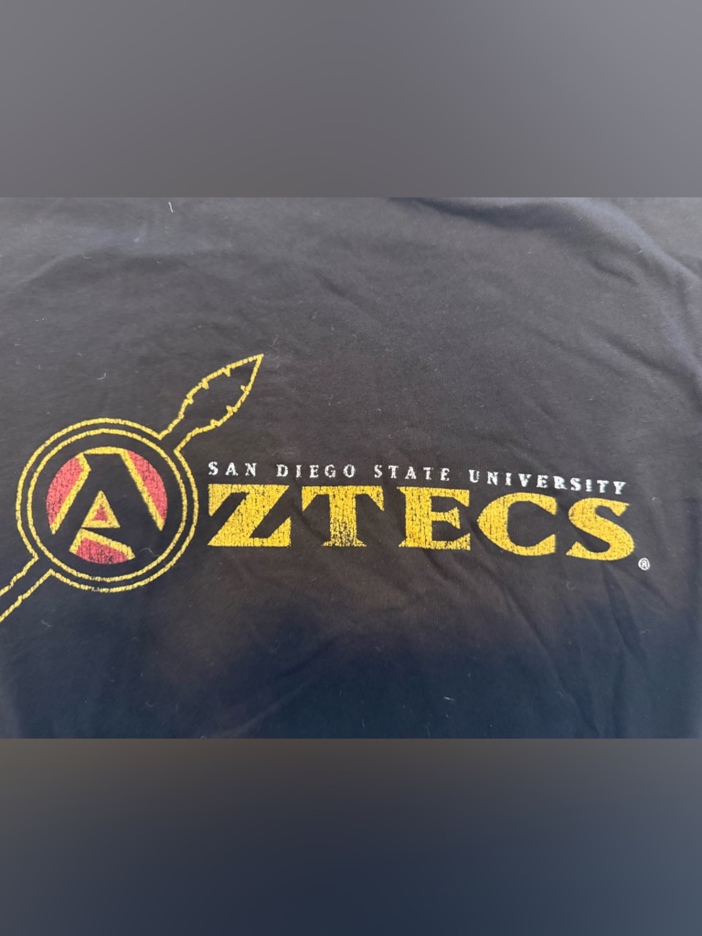 San Diego State University Aztecs Black T-Shirt with Gold & Red Logo